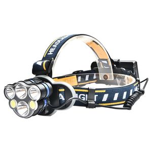 6 * LED T6 COBヘッドランプUSB充電式18650バッテリーヘッドライトヘッドトーチ充電器ギフトカーの防水スーパーブライト釣りキャンプ