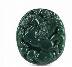 Wholesale - Xinjiang Hetian jade sapphire horse pendant male and female models to success Pegasus round pendant