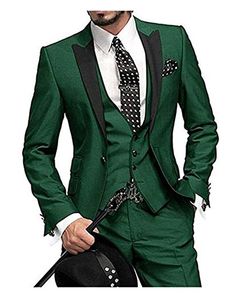 O mais recente design 2018 homens terno verde slim clássico noivo vestido de bola de casamento itália personalizado 3 peça jaqueta colete calças