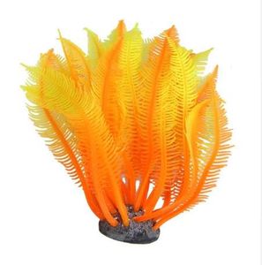 Boutique arancione giallo silicone artificiale artificiale artificiale forma di forma di corallo ornamento per serbatoio di pesce