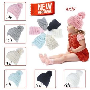 Çocuklar Beanie Örme Pom Pom Şapka Çocuk Şapkalar Erkek Bebek Kız Kış Kap Toddler Sıcak Skullies Beanies M063