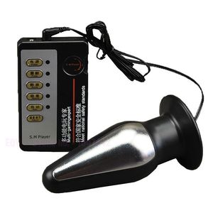 Elektriska stötdämpare för kvinnor Puls Stimulering Electro Shock Big Anal-Plug Vuxen Sexleksaker Butt Plug Sex Products. Y18102605