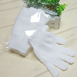 Hot White Nylon Body Cleaning Shower Gloves Exfoliating Bath Glove Five Fingers Bath towel Bathroom Accessories
