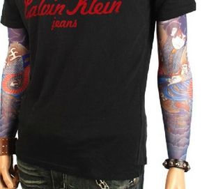 NY ANKOMST-12st mix elastisk Fake tillfällig tatuering sleeve 3D-konstdesigner kropp Arm benstrumpor tatuering coola män-kvinnor Gratis frakt