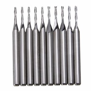 10Pcs Solid Carbide Double Two Flute Spiral Cutter 3.175x32mm CNC Router Bits