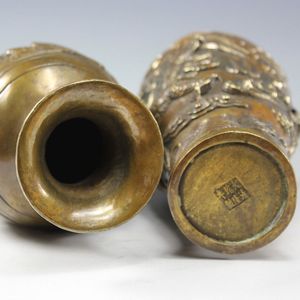 China handmade antique Qing Bronze dragon Phoenix Keep safe Vases