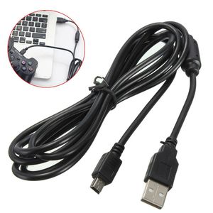 1.8m USB-strömladdare Tråd Laddningskabel för PlayStation 3 PS3 Controller Tillbehör Svart DHL FedEx EMS Free Ship