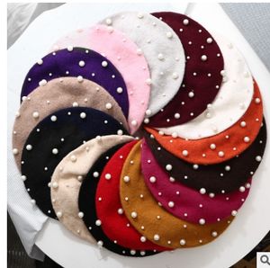 Neue lässige Perlen-Perlen-Kaninchenfell-Baskenmütze für Frauen, Geschenk für Winter und Herbst, Boina Feminina Cap