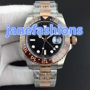 Orologi da uomo completamente automatici, orologi impermeabili in acciaio inossidabile bi-rosa, orologi sportivi, lunetta circolare a doppio colore