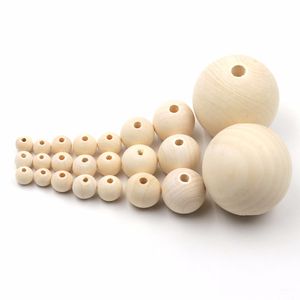 YUMUZ 10 Size 50pcs Unfinished Wooden Beads Natural wood teething beads jewelry making handmade