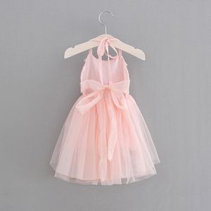 Baby Girls 3D Kwiaty Dress 2018 Lato Dzieci Koronki Netto Przędzy Princess Sukienki Boutique Kids Backless Sukienka Suknia Balowa 4 kolory C3816