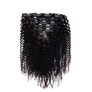 Clip In Human Hair Extensions Kinky 100g 7pcs/Set Kinky Curly 4B 4C Brazilian Human Natural Hair Clip Ins