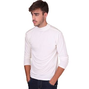 Men's Mock Turtleneck Comfy Top 100% Pure Silk Knit Bottoming Shirt Solid Size M L XL XXL