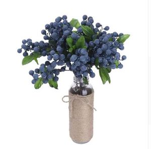 Dekorativ Fake Blueberry Fruit Berry Artificial Flower Silk Flowers Fruits För Bröllop Hem Dekoration Konstgjorda Växter