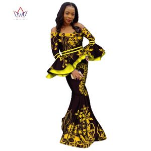 2019 saia africana conjuntos para as mulheres Dashiki Bazin Riche Patchwork 2 peças conjuntos flor ruffles roupas tradicionais africanas wy2351