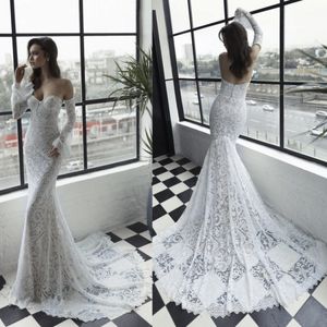 Sexy Meerjungfrau Brautkleider Schatz Julie Vino Langarm Brautkleider vestidos de noiva Strand Spitze Brautkleid