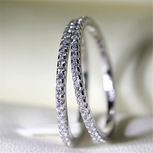 Real Women Match band Fashion 925 Sterling silver rings Full Round Diamonique Cz Engagement wedding ring for women Gift 1pcs