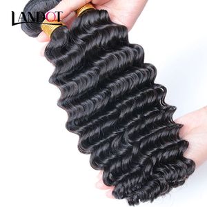 Brazilian Deep Wave Curly Virgin髪の未処理ペルーインド人マレーシアのレミー人間の髪織りバンドルキューティクル整列2年生活