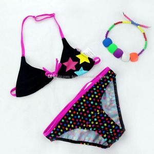 Baby Star Druku Swimsuit 2018 Nowe Letnie Dzieci Swimwear Drukowanie Boutique Girls Bikinis 3 Kolory bez Naszyjnik C3781