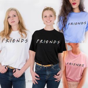 Hot Sale 21 Styles Fashion Letter FRIENDS 인쇄 반팔 티셔츠 코튼 블렌드 Ladies T Shirt Tops