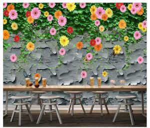 Wholesale-3D写真壁紙カスタム3D壁壁画壁紙ファッションガーデン花ガーデンレストラン壁装飾絵画