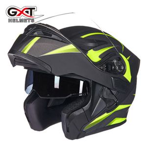 GXT Flip Up Motorcykelhjälm Dubbel Lense Visor Full Face Motorbike Hjälmar Casco Racing Capacete med Bluetooth Moto Casque