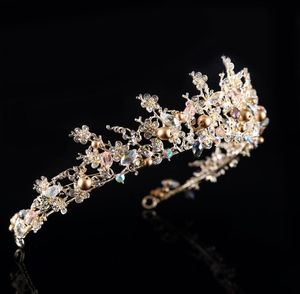 Ny Mode Koreansk version Bride Tiaras Baroque Luxury Rhinestone Crystal Crown The Queen Hair Princess Diamond Shining Hair Access