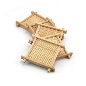Set di sottobicchieri quadrati in bambù per tazza da tè, tovaglietta fatta a mano per set da tè Kungfu, accessori da cucina, strumenti per bere il tè