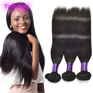 Indian Raw Virgin Remy Human Hair 8-30-tum Yirubeauty Straight 3 Bunds Hår väver Silkeslen Natural Color