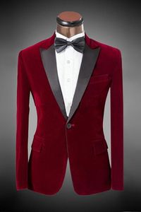 Ny ankomst röd sammet brudgum tuxedos toppade lapel en knapp brudgummen män formella kostymer affärer prom kostym skräddarsy (jacka + byxor + slips) nr: 69