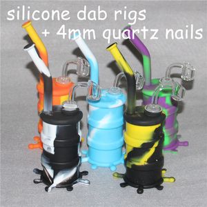 Mini Silicone Borbulhador Rig tubo de fumar silicone Colher Mão Tubo de Hookah Bongos de óleo de silicone dab rigs + 4mm 14mm quartzo unhas masculinas