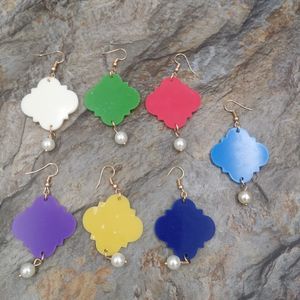 Western style fashion acrylic film pendant earrings multicolor with environmentally friendly materials pearl jewelry