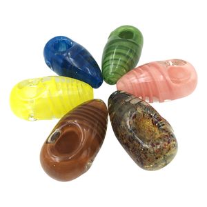 Glass hand pipe mini smoke spoon pipes colorful egg shaped design smoking pipes for dry herb