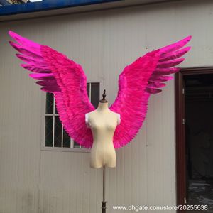 Yetişkinlerin Gül Kırmızı Angel Feather Wings Photography Podyum Gösteri Partisi Giyim Serisi Ekimler Atışlar Cos Costume