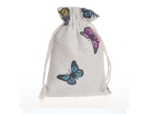 Tunnelzug Geburtstagsgeschenk Taschen großhandel-Butterfly Sackleinen Kordelzug Leinen Geschenk Tasche Verpackung Lagerung Leinen Schmuck Beutel Säcke für Weihnachten Hochzeit Party Dusche Geburtstag