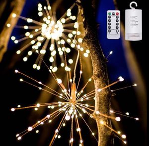 Fuochi d'artificio ha condotto la stringa di luci in rame a forma di bouquet Luci a LED a forma di stringa Luci decorative a batteria con telecomando