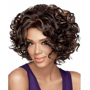 黒人女性のためのかつら髪の毛の毛の毛の巻き巻き巻きの短い巻き毛の波状の髪の耐熱性合成のかつら