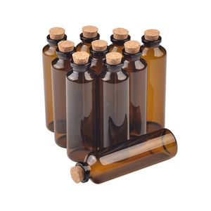 Bernsteinfarbener Kork großhandel-50 stücke x100x12 mm ml leer bernstein kleine glasflaschen mit korken glas vials gläser geschenke für hochzeit verzieren farbe