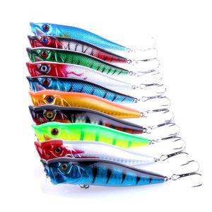 Hengjia popper isca de pesca 20 peças de plástico rígido isca de pesca 9 cm-12g flutuante água nadar isca wobblers equipamento de pesca