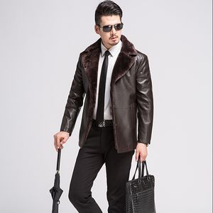 Autumn Winter new style for men man leather Fleece coats fashion turn Down collar suede Plush jackets thicken outerwear leather fur clothing