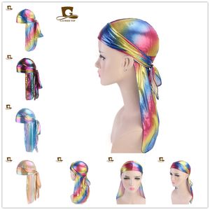 Kvinnor pannband Reese Silk Long Tail Pirate Hat Baotou Hair Band Hip Hop Cloak Cap Durag Hårtillbehör Gratis frakt