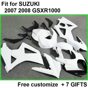 7 Geschenke Verkleidungsset für Suzuki GSXR1000 07 08 elfenbeinweißes Verkleidungsset GSXR1000 2007 2008 DD33