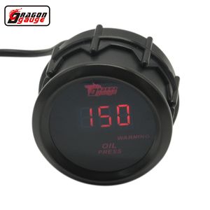 Dragon Gauge 52 mm universelles digitales Auto-Öldruckmessgerät mit roter LED-Hintergrundbeleuchtung und Sensor 1/8 NPT