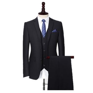 Handsome Navy Blue Notch Lapel Two Buttons Wedding Groom Tuxedos Men Suits Wedding/Prom/Dinner Best Man Blazer(Jacket+Tie+Vest+Pants)
