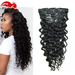 Deep Curly Clip In Human Hair Extensions för Black Women Curly Wave Real Human Remy Hair Clip I Extension För African American Natural Hair