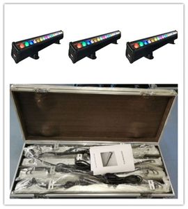 4 Stück mit Flightcase Punkt-zu-Punkt-Steuerung, wasserdichtes Aluminium, 18 x 3 W, RGB-LED-Wandleuchte, wasserdichter RGB-LED-Wandfluter