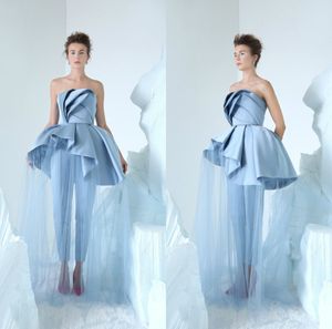 2019 AzziOsta Moda Donna Tuta Abiti da ballo Senza spalline Lusso Ruffles Organza Raso Abito da sera su misura Abiti da festa Abiti da ragazza