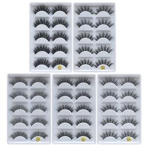 Mink 3D Cílios falsos cílios de olho 5 pares /caixa Extensões de cílios cruzados artesanais Maquiagem Natureza longa e grossa Faia de cílio falso