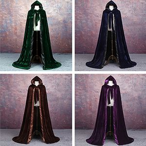 Adult Witch Long Halloween Cloaks Hood and Capes Halloween Costumes for Women Men Cosplay Costumes Velvet Cosplay Clothing