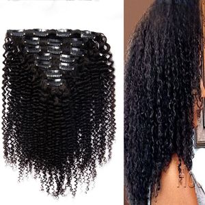 Mongolian Afro Kinky Curly Hair Clip in Human Hair Extension 7A Grade Afro Kinky Curly Weave Bundles